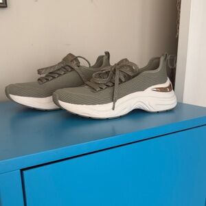 Skechers Olive Green Sneakers with White Sole